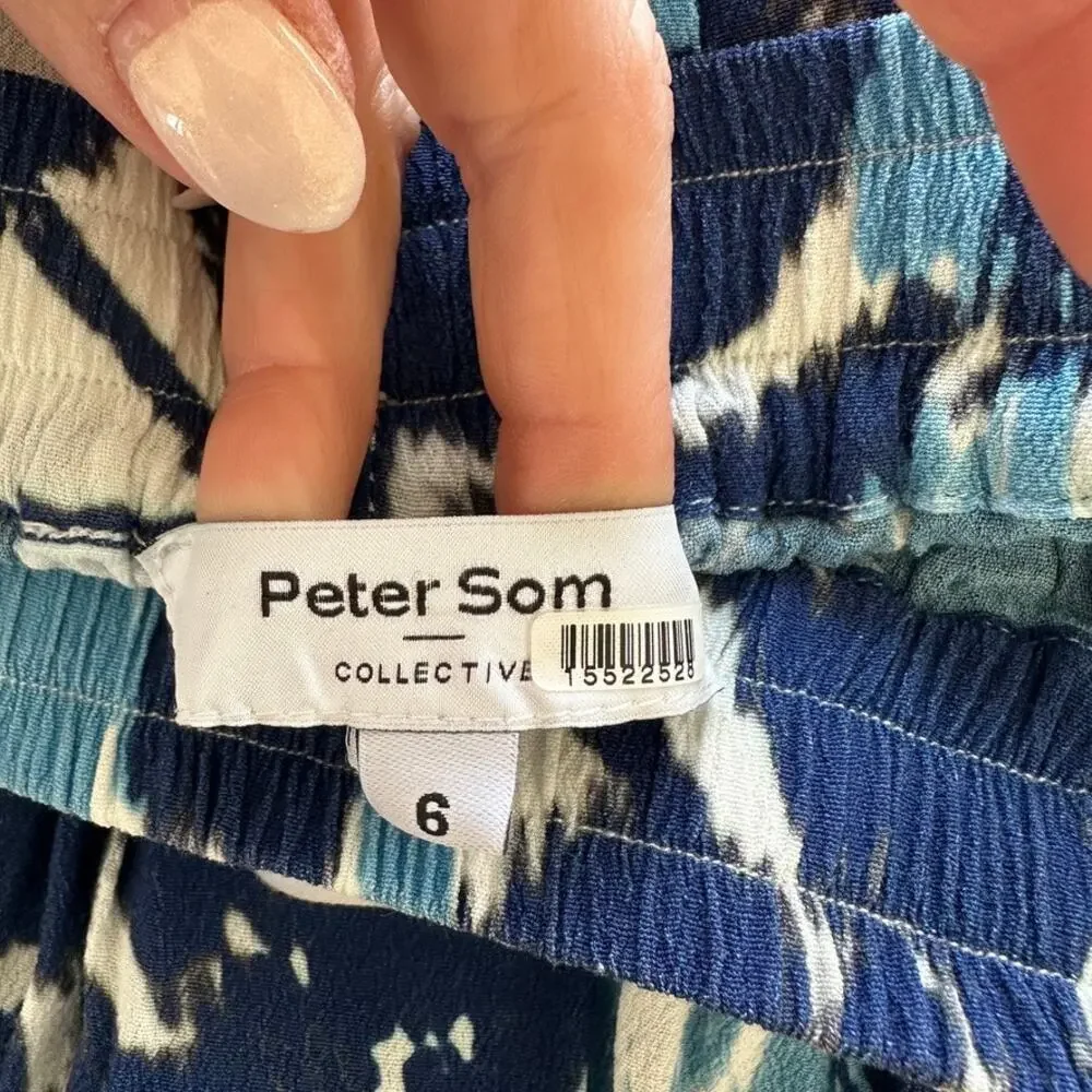 Peter Som Collective Women's Blue Drawstring Mini Floral Skort, Size 6 EUC
